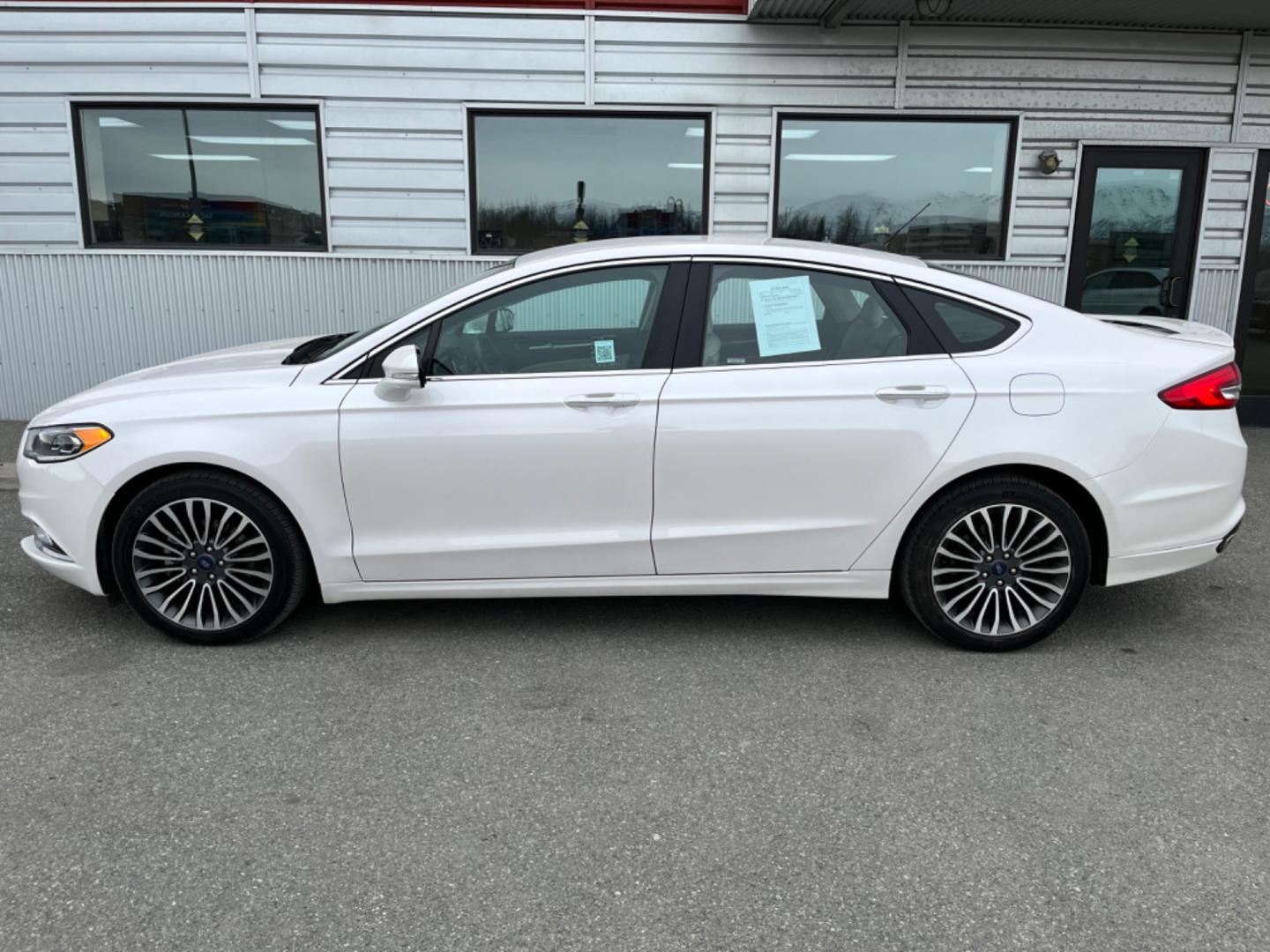 2017 WHITE /Tan FORD FUSION TITANIUM (3FA6P0D91HR) with an 2.0L engine, Automatic transmission, located at 1960 Industrial Drive, Wasilla, 99654, (907) 274-2277, 61.573475, -149.400146 - Photo#1